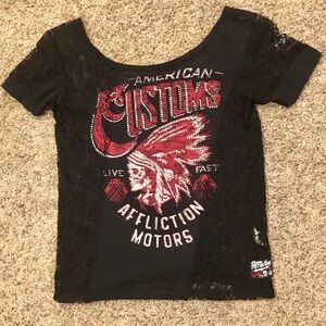 AFFLICTION AMERICAN CUSTOMS LACE CROP TOP NWOT